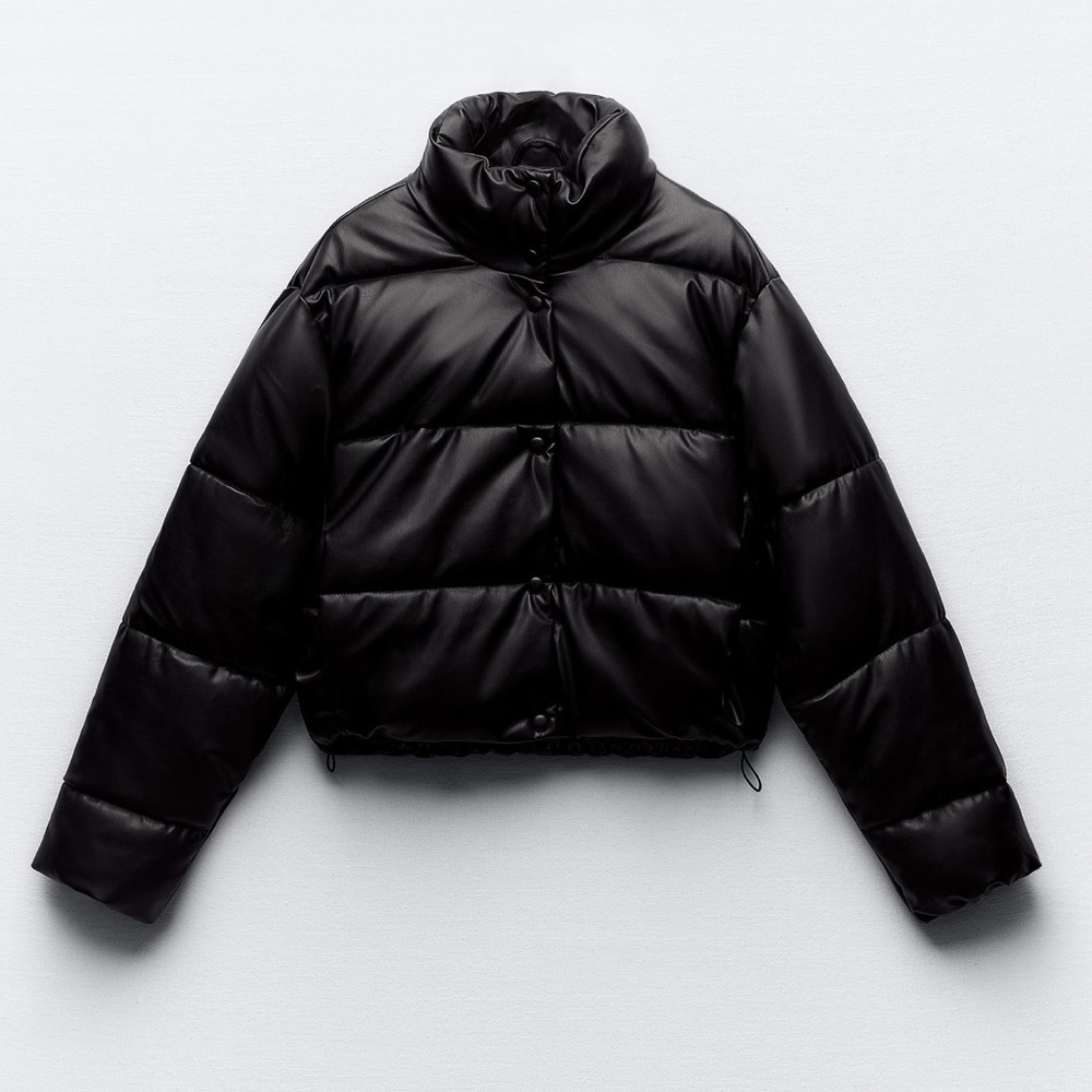 Zara faux leather puffer jacket